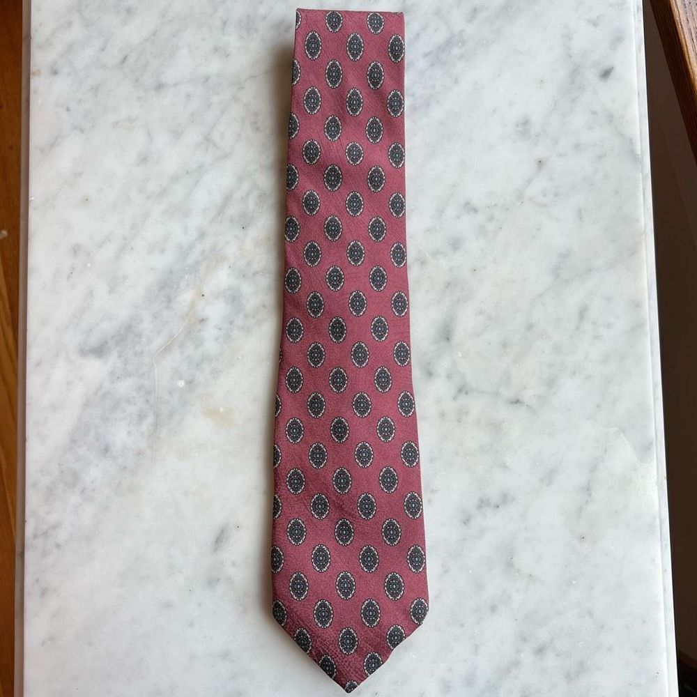 Kuppenheimer Vintage Men’s Tie Pink Rust Color Silk Patterned